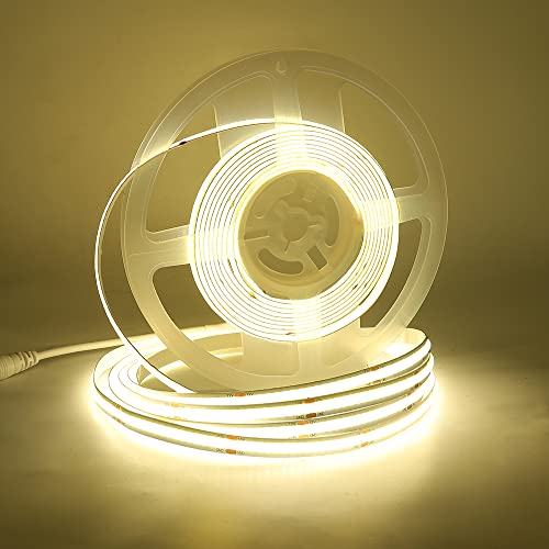 COB LED Streifen Cool White 6000 K, 2m 360 LEDs/M DC 12 V Flexible LED Strip Lights,COB LED Band CRI 85+ Bright Under-Unit Light for Netzteil für Hausschrank,Home DIY Mirror Decoration von KISUFU