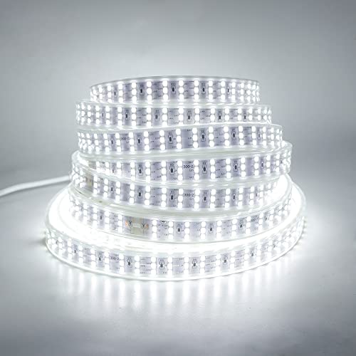 KISUFU Flexible LED Strip Lights 6m, AC 220 V IP67 Waterproof 3014 SMD 276 LEDs/m Rope Light, LED Strip with Mains Plug for Schaltstecker,Kitchen, Stairway, Home, Car, Bar, Christmas,Party Decoration von KISUFU