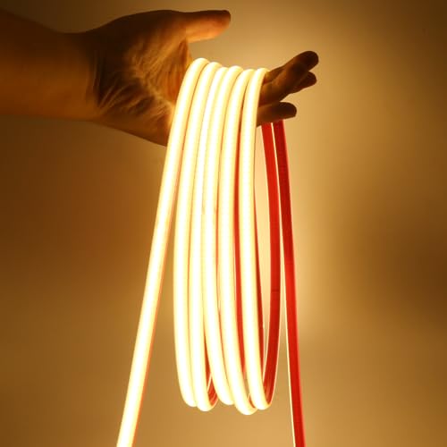 KISUFU 220 V COB LED Strip, 288 LEDs/m Flexible High Density 3000 K CRI≥85 FCOB LED Strip, 3 mm Wide LED Strip IP65 Waterproof COB LED Light Strip with Bedroom, Cabinet Lighting KISUFU 220 V COB LED Strip, 288 LEDs/m Flexible High Density 3000 K CRI≥85 FCOB LED Strip, 3 mm Wide LED Strip IP65 Waterproof COB LED Light Strip with Bedroom, Cabinet Lighting von KISUFU