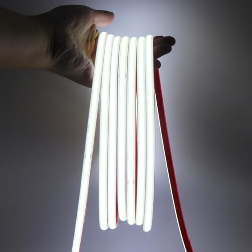 KISUFU 220 V COB LED Strip, 288 LEDs/m Flexible High Density 3000 K CRI≥85 FCOB LED Strip, 3 mm Wide LED Strip IP65 Waterproof COB LED Light Strip with Bedroom, Cabinet Lighting von KISUFU