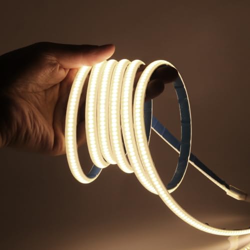 KISUFU 220V COB LED Band, 288 LEDs/m Flexible Hohe Dichte 3000K CRI≥85 FCOB LED Streifen,3mm Breit Led strip IP66 Wasserdichte COB LED Lichtband mit Schlafzimmer,Schrankbeleuchtung von KISUFU