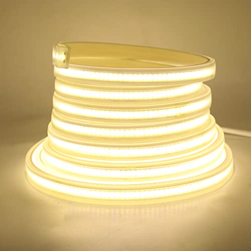 KISUFU 220V COB LED Streifen 20m, 360 LEDs/m FCOB LED Band CRI≥101,Wasserdichte,Superheller, flexibler COB LED Strip Lichtstreifen mit hoher Dichte für DIY-Festival-Dekoration zu Hause, Schlafzimmer von KISUFU