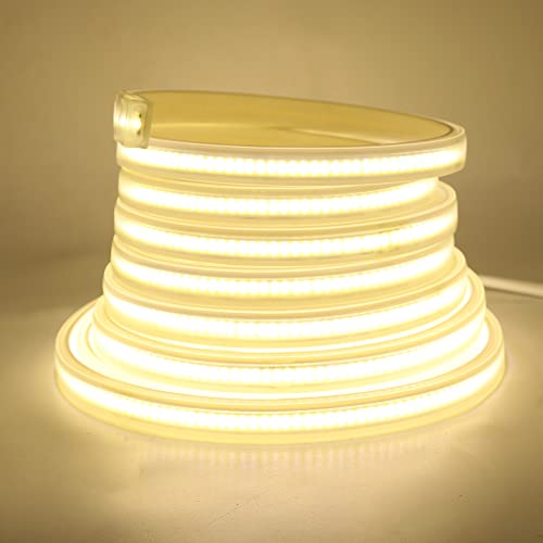 KISUFU 220V COB LED Streifen 25m, 360 LEDs/m FCOB LED Band CRI≥102,Wasserdichte,Superheller, flexibler COB LED Strip Lichtstreifen mit hoher Dichte für DIY-Festival-Dekoration zu Hause, Schlafzimmer von KISUFU