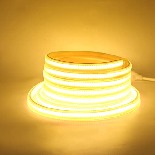 KISUFU 220V COB LED Streifen 2m, 360 LEDs/m FCOB LED Band CRI≥91,Wasserdichte,Superheller, flexibler COB LED Strip Lichtstreifen mit hoher Dichte für DIY-Festival-Dekoration zu Hause, Schlafzimmer von KISUFU