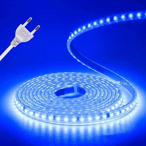 220V LED Strip Light, 2835 SMD 120 LEDs/m Power Free IP65 Waterproof 10cm Cuttable Self-Adhesive LED Strip for Bedroom, Kitchen Outdoor Party DIY Decoration von KISUFU