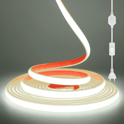 KISUFU 230V COB Neon LED Streifen, 288leds/m Wasserdicht IP67 50cm Cuttable 220V LED Band Selbstklebend Light Strip für Weihnachten, Schlafzimmer, DIY, Urlaub, Zu einer feier im freien. von KISUFU