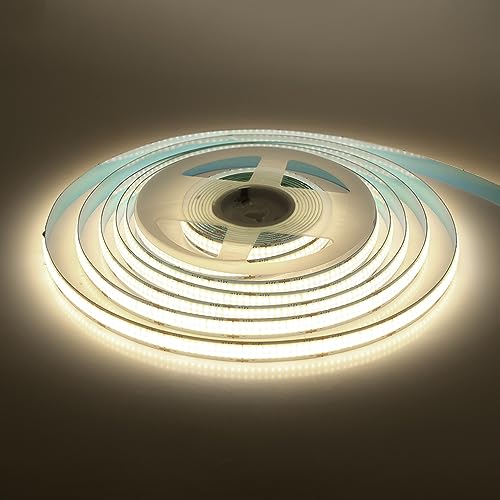 KISUFU 24 V COB LED-Streifen, 600 LEDs/m, flexibel, wasserdicht, zuschneidbar, COB-LED-Streifen, für Haus, Schlafzimmer, Küche, Schrank, Schrank, 0,5 m, Naturweiß. von KISUFU