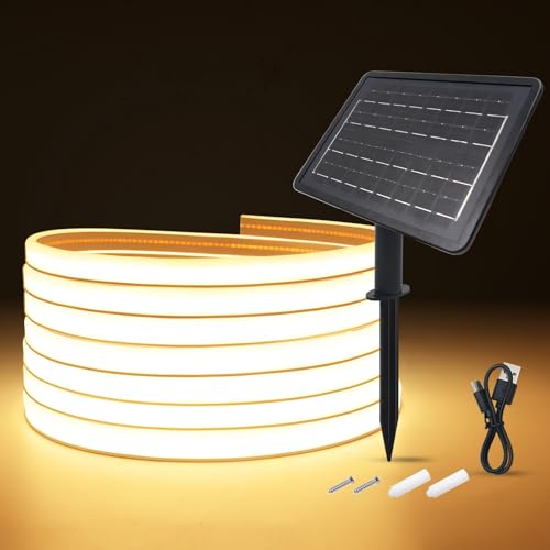 KISUFU 24V COB Solar LED Streifen, IP65 Wasserdichte 320 LEDs/m Doppelseitiges Licht Solar LED Band mit 2400mah 8 Modi Solarpanel für Garten, Patio, Geburtstag, Hochzeit, Außendekoration. KISUFU 24V COB Solar LED Streifen, IP65 Wasserdichte 320 LEDs/m Doppelseitiges Licht Solar LED Band mit 2400mah 8 Modi Solarpanel für Garten, Patio, Geburtstag, Hochzeit, Außendekoration. von KISUFU