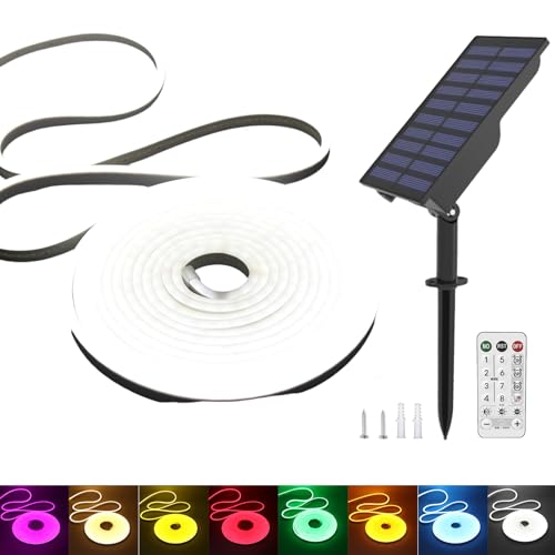 KISUFU 24V Solar Neon LED Streifen, 2835 120 LEDs/m IP65 Wasserdicht Solar Flexible Neon DIY Strip Lichtband mit 1.5W USB-Lade-Plug-in-Solarregler für Garten im Freien, Party, Hochzeitsdekoration. KISUFU 24V Solar Neon LED Streifen, 2835 120 LEDs/m IP65 Wasserdicht Solar Flexible Neon DIY Strip Lichtband mit 1.5W USB-Lade-Plug-in-Solarregler für Garten im Freien, Party, Hochzeitsdekoration. von KISUFU