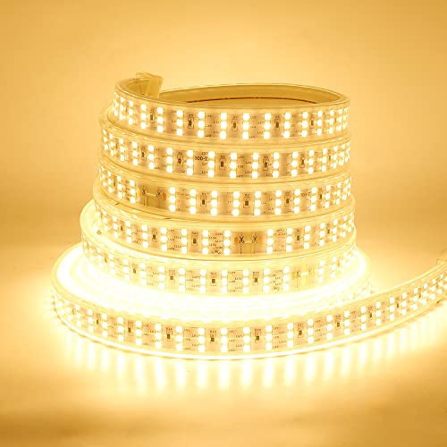 KISUFU Flexible LED Strip Lights 2m, AC 220 V IP67 Waterproof 3014 SMD 276 LEDs/m Rope Light, LED Strip with Mains Plug for Schaltstecker,Kitchen, Stairway, Home, Car, Bar, Christmas,Party Decoration von KISUFU