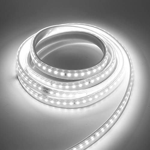 KISUFU LED Streifen and Remote Control, 220V SMD 2835 120LEDs/m Superhell Flexibler Streifen,Biegbarer Schnitt Innen LED Lichtband,LED Band mit Schaltstecker für Wohnstube,Schlafzimmer, Schrank von KISUFU