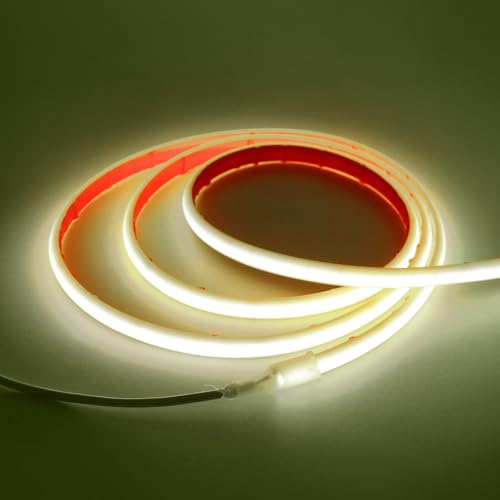 KISUFU Selbstklebend 12V COB, IP68 Wasserdicht 320 LEDs/m Flexibles LED Streifen, 2 PIN Neon LED Strip für nnen und außen Heim Deko Led Beleuchtung.（sin adaptador de alimentación） von KISUFU