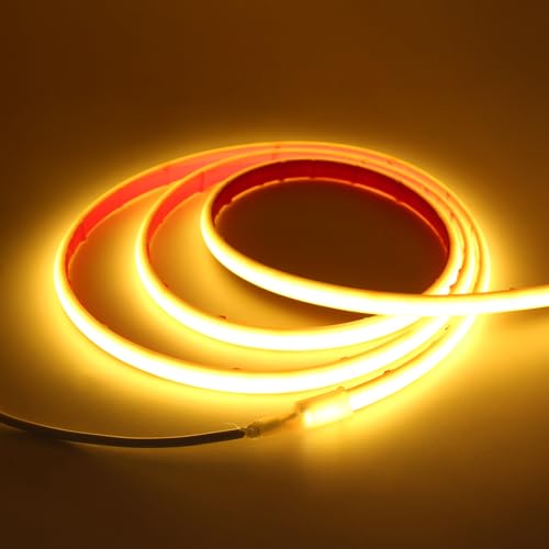 KISUFU Selbstklebend 12V COB, IP68 Wasserdicht 320 LEDs/m Flexibles LED Streifen, 2 PIN Neon LED Strip für nnen und außen Heim Deko Led Beleuchtung.（sin adaptador de alimentación） von KISUFU