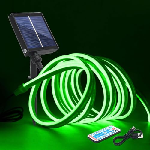 KISUFU Solar Powered 12V Neon LED Strip, 2835 120 LEDs/m IP67 Waterproof Solar LED Strip Lights With 1.2W USB Bracket Solar Controller for Outdoor Garden, Home, Holiday, Patio, Party Decoration. von KISUFU