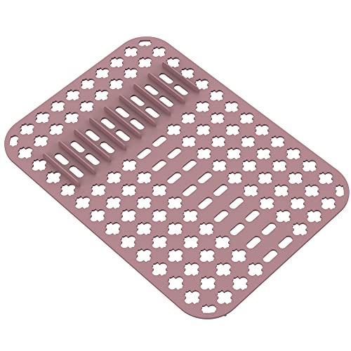 KISUFU Spülbeckenmatte, Schutzmatte aus Silikon, 40 x 29 cm, PVC, Küchenmatte, Schutz für Spüle und Spüle, mit Ablauflöchern (Farbe Rosa) von KISUFU