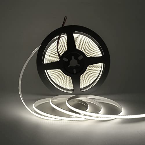 KISUFU USB 5V COB LED Strip, 320 LED/M Warm White TV Backlight, Hochdichte Dimmbare 3000K Streifen, Kontinuierlich (2m, Weiß) von KISUFU