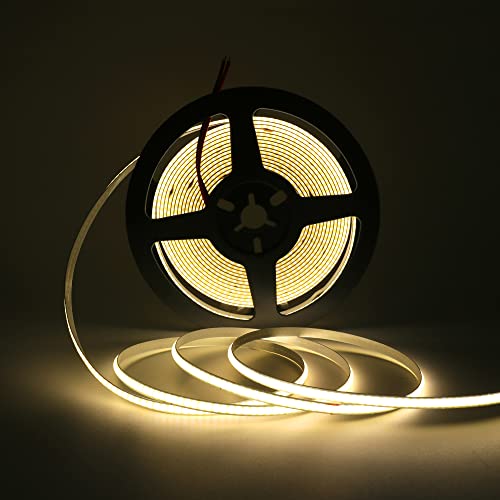 KISUFU USB 5V COB LED Strip, 320 LED/M Warmes Weiß TV Hintergrundbeleuchtung, Hochdichte Kontinuierliche Streifen, Dimmbar 3000K, 5m von KISUFU