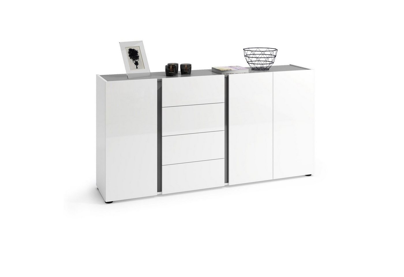 KITALY Sideboard in wei, Holzwerkstoff - 180x92x40cm (BxHxT) von KITALY