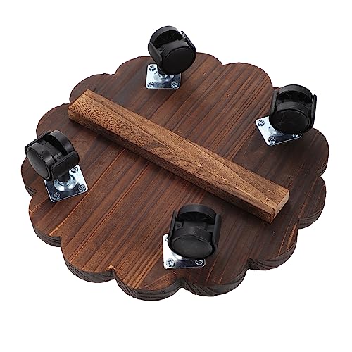 KITANDOVE Pflanztopf Mit Rollen Für Outdoor Blumentopftablett Aus Holz Bewegliches Tablett Abfluss Verhindert Leicht Zu Reinigen von KITANDOVE