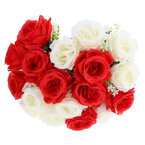 KITANDOVE Künstliche Rosen Für Friedhofsblumen Köpfe Aus Hochwertigem Material Realistisches Bouquet Für Grabdekoration Dauerhafte Farben Für Gedenkfeiern Für Garten Und Balkon von KITANDOVE