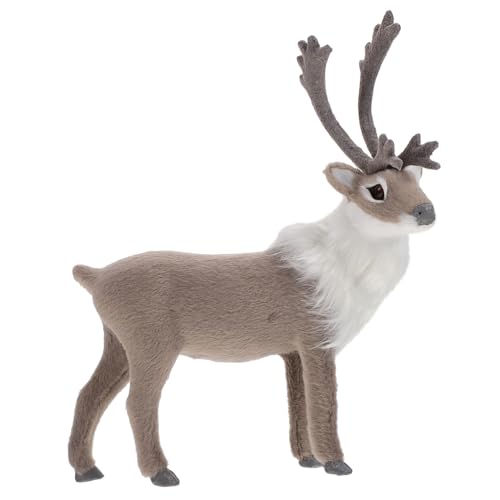 KITANDOVE 1stk Simulation Elchdekoration -plüsch Weihnachtszwerge Simuliertes Hirschdekor Stehende Rentierfigur Dekorativer Weihnachtselch Heim Grey Kunstpelz Aus Kunststoff von KITANDOVE