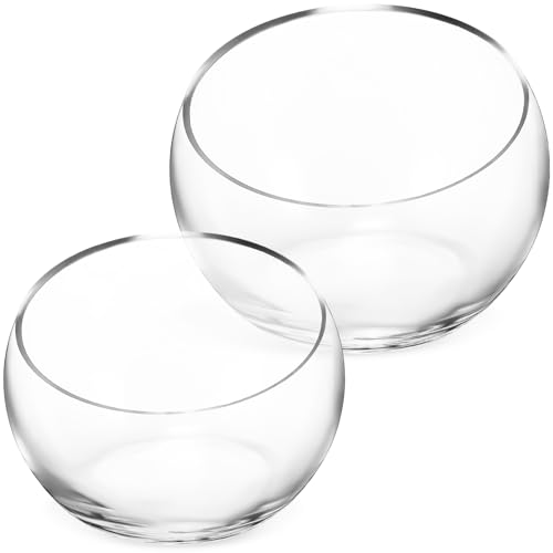 KITANDOVE 2 Stück Zwei Pflanzer Halbkreis Glasvase für Hydroponik Runde Blumentöpfe für Sukkulenten Dekorative Glasbehälter mit Schrägem Eingang Transparentes Design für Kreative von KITANDOVE