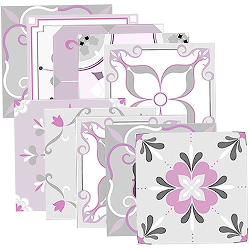 KITANDOVE 20 Stück Romantische Selbstklebende Fliesenaufkleber Dekorative Sticker für Wohnbereich Vintage Blumenmuster Leicht Abziehbar und Entfernbar von KITANDOVE