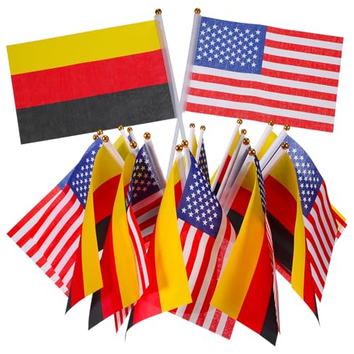 KITANDOVE 20 Kleine Handflaggen Deutsche Und Amerikanische Flaggen Für Sportveranstaltungen Feiern Und Patriotische Anlässe Robuste Materialien Für Langlebigkeit von KITANDOVE