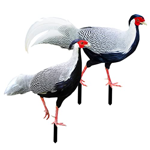 KITANDOVE 2 Stück Fasanenpfahl Für Garten Boden Eingesetzt Realistisches Acryl Ornament Rasendekoration Für Draußen von KITANDOVE