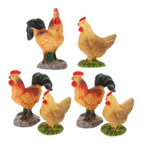KITANDOVE 6stücke Teiliges Mini Hühnerfiguren Aus Harz Niedliche Miniaturskulpturen Für Garten Mikrolandschaftsdekoration Für Kreative DIY-projekte von KITANDOVE