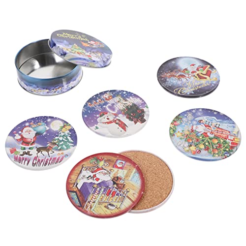 KITANDOVE Cartoon Weihnachtsmann Weißblech-Set 6-teilig Rund Hitzebeständig Für Getränke Weihnachten von KITANDOVE