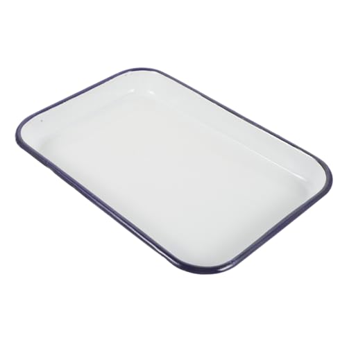 KITANDOVE Rechteckiges Serviertablett Aus Emaille Antihaftbeschichtetes Backblech Für Weißes Keramik-plätzchenblech Für Backen Und Grillen von KITANDOVE