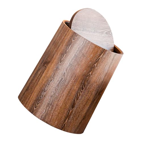 KITANDOVE Retro-Mülleimer Lebensmittelabfallbehälter Mülleimer mit Klappdeckel Papierkorb Holzoptik Abfalleimer Schlafzimmer Abfalleimer Mülleimer verdicken Abfalleimer Küche Light Brown von KITANDOVE
