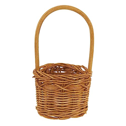 KITANDOVE Runder Rattan blumen korb hochzeitsdeko hochzeits dekoration runder Korb Picknickkorb aus Rattan Vase Zimmerpflanzentöpfe Korb in runder Form Rattankörbe mit Griffen Blütenblatt von KITANDOVE