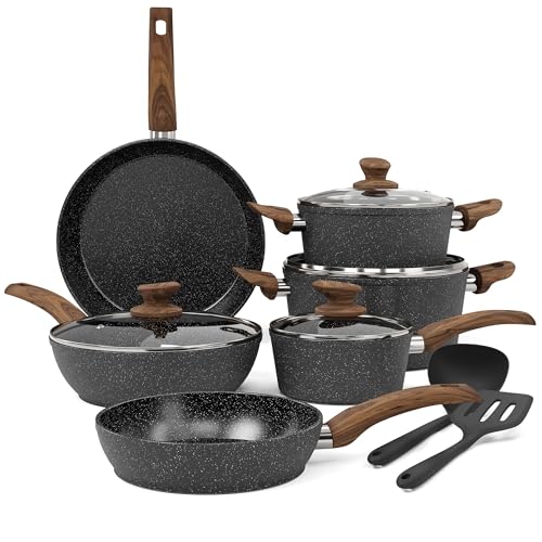 Kitchen Academy Induktion Töpfe Set - 12-teilige Schwarze Granit Kochtöpfe Set,Antihaft Topfset und Pfannen Set,PFOA & PFOS-freie Kitchen Academy Induktion Töpfe Set - 12-teilige Schwarze Granit Kochtöpfe Set,Antihaft Topfset und Pfannen Set,PFOA & PFOS-freie von KITCHEN ACADEMY BETTER LIVING THROUGH COOKING PERFECTION