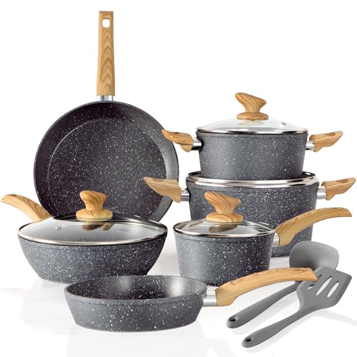 Kitchen Academy Induktion Töpfe Set - 12-teilige Grau Granit Kochtöpfe Set,Antihaft Topfset und Pfannen Set,PFOA & PFOS-freie Kitchen Academy Induktion Töpfe Set - 12-teilige Grau Granit Kochtöpfe Set,Antihaft Topfset und Pfannen Set,PFOA & PFOS-freie von KITCHEN ACADEMY BETTER LIVING THROUGH COOKING PERFECTION