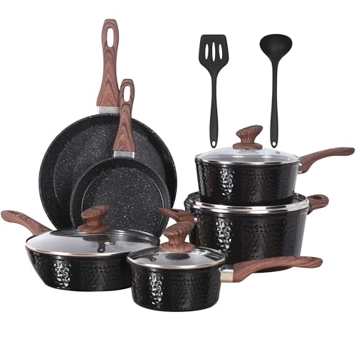 Kitchen Academy Induktionskochgeschirr-Set – 12-teiliges Antihaft-Kochgeschirr-Set, schwarze Granittöpfe und Pfannen Set Kitchen Academy Induktionskochgeschirr-Set – 12-teiliges Antihaft-Kochgeschirr-Set, schwarze Granittöpfe und Pfannen Set von KITCHEN ACADEMY BETTER LIVING THROUGH COOKING PERFECTION