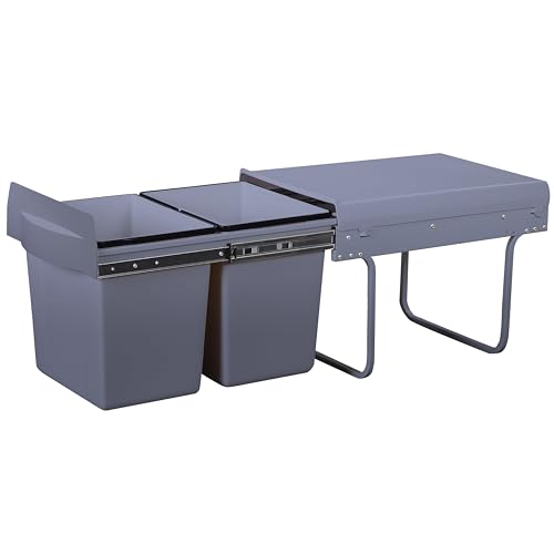 KITCHEN MOVE HYPE Einbau-Mülleimer, 2 Fächer, 36 l (2 x 18 l) mit Eimer von KITCHEN MOVE