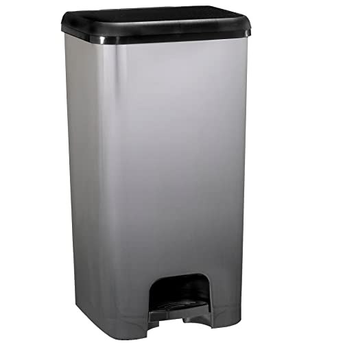 KITCHEN MOVE Lincoln Treteimer für die Küche, 40 l, Kunststoff, Metalloptik, Schwarz von KITCHEN MOVE
