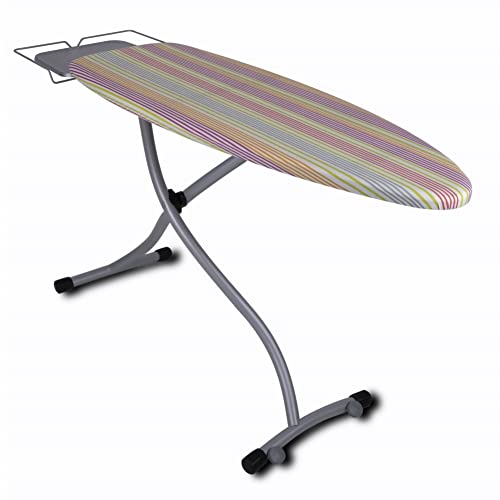 KITCHEN MOVE Lodge Bügeltisch mit Rollen, ergonomisches Design, zusammenklappbar, aus Stahl, 130 x 47 cm, Höhe 98 cm, mit Bügeleisenablage und Dampfzentralablage, Legierter, Mehrfarbig, 130x47 H98cm von KITCHEN MOVE