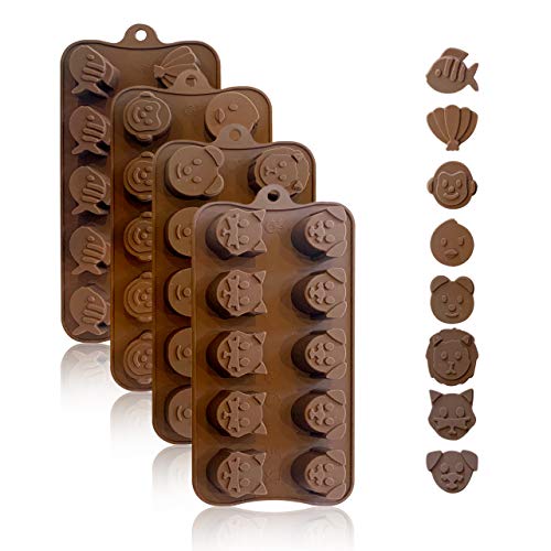 KITCHENATICS Silikonform zum Backen Bonbons und Schokolade: Kleine flexible Form für Harte oder Gummiartige Süßigkeiten - Backformen aus Silikon zur Bonbon- und Schokoladenherstellung - 4er Pack von KITCHENATICS