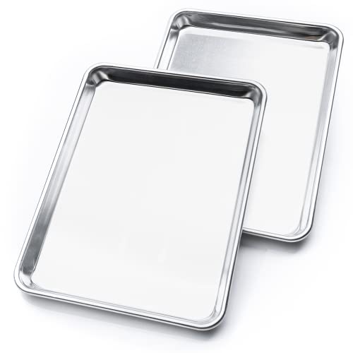 KITCHENATICS Viertelblech-Backformen, handelsübliches Aluminium-Backblech-Set, ofenfest, leicht zu reinigende Kochbleche mit Rand, 1/4 Backform für Ofen, Backen und Kochen – 24,4 x 33 cm, 2-teilig von KITCHENATICS