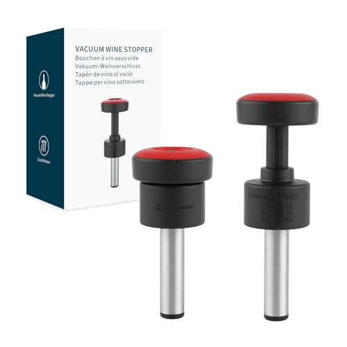 KITCHENDAO 2-in-1 Vakuum Weinstopfen, Weinverschluss mit Datumsanzeige, wiederverwendbar, für Weinflaschen, rot, zylindrisch von KITCHENDAO