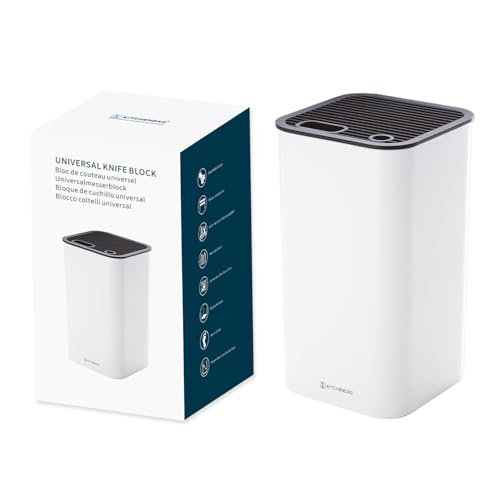 KITCHENDAO Universeller Luxusmesserblock mit Scherennuten und Schärfstab: umweltfreundlicher Messerhalter zur sicheren und platzsparenden Aufbewahrung von Messern Weiß Und Schwarz von KITCHENDAO