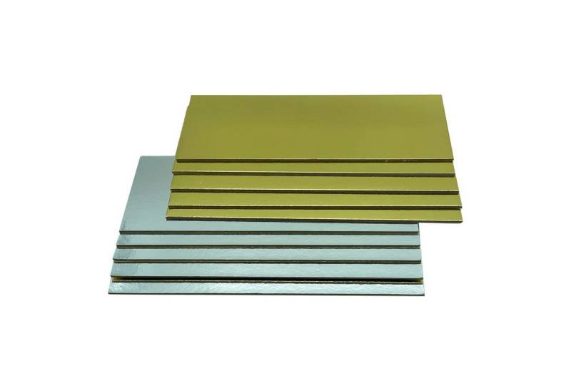 KITCHENDREAM Tortenplatte CakeBoard Set Kuchenplatte eckig gold UND silber in 3 mm starker Pappe, (5-tlg) von KITCHENDREAM
