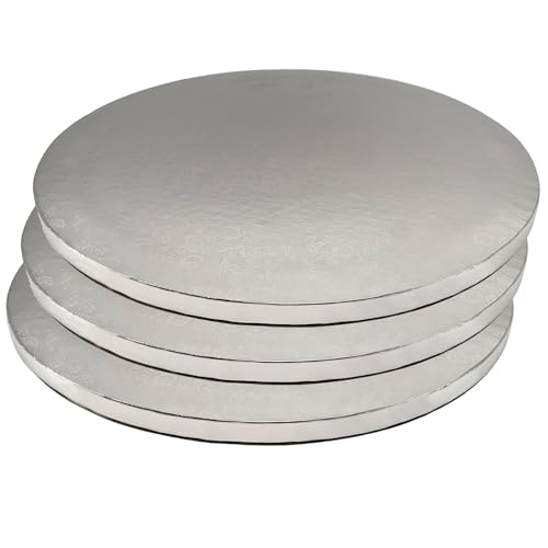 Tortenplatte Cake-Drum Kuchen-Platte stabil rund Ø 30 cm 1,2cm hoch, Cake Board für den Transport von Torten, wiederverwendbar, stabil, silber von KITCHENDREAM