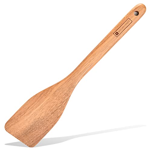 KITCHENUNIQUE - Pfannenwender aus Holz - 100% Akazienholz - Naturbehandelt (geölt) - Bratenwender Holz - Pfannenwender Holz - Holz Kochbesteck von KITCHENUNIQUE