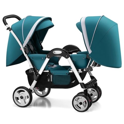 KITCISSL Kinderwagen Organizer für Kleinkind, Kinderwagen Zwillinge Kinderwagen Komplettset Kinder Buggy Doppelter Kinderwagen für Neugeborenen Können Sitzen Lügen Baby Wagen (Color : Blue A) von KITCISSL