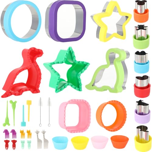 30 stuk Sandwich Ausstecher - Gemüseausstecher Set - Sanwich Gemüse Obst Ausstecher - Geeignet für die Zubereitung von Brot und Sandwiches,Dinosaurier Dino Stern Formen von KITDAHOM
