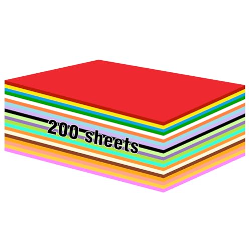 KITDAHOM Bastelpapier – 200 Blatt Bunt A4 – 20 Farben – 70 g/m² – doppelseitiges Bastelpapier für DIY-Origami und Malprojekte – geeignet für Erwachsene und Kinder von KITDAHOM